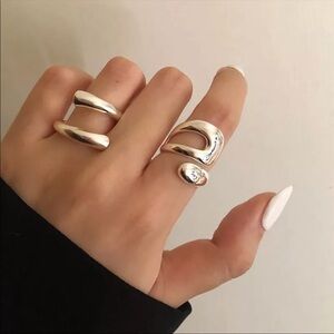 SET Sterling Silver Geometric Wrap Rings